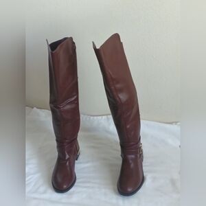 Nicasia Boots Women 7.5 Rich Reddish Brown Knee High Academia Office Elegant Y2K
